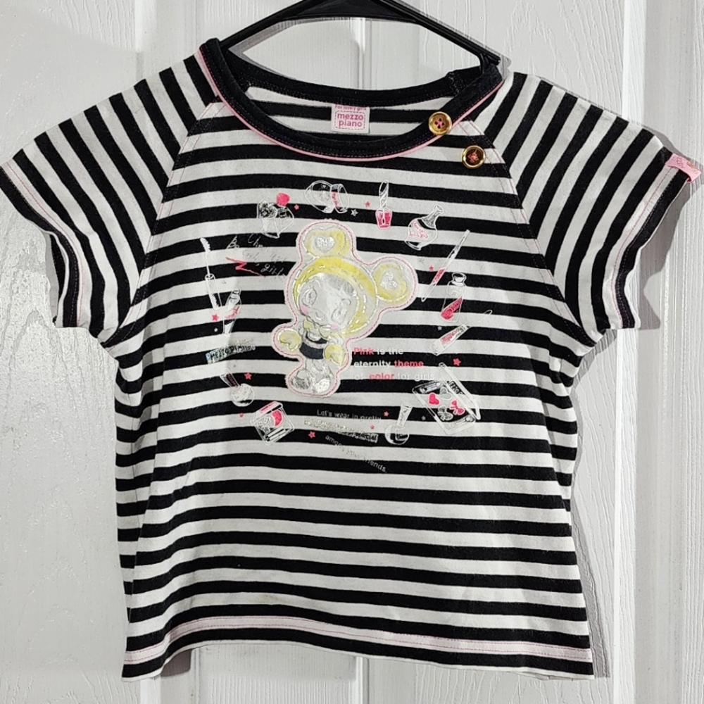 Mezzo Piano Berrie-Chan striped crop baby tee